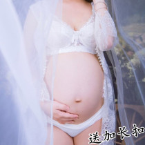 Hot pregnant women take pictures of underwear large size photo suit Sexy lace bra anti-light two-piece bra inside