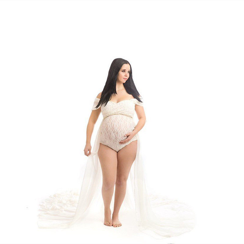 Hot selling speed selling through pregnant woman Photography Write a real ocean dress lace with trousers Long dress Dress Photo Gallery Photo Giant Tug Tail