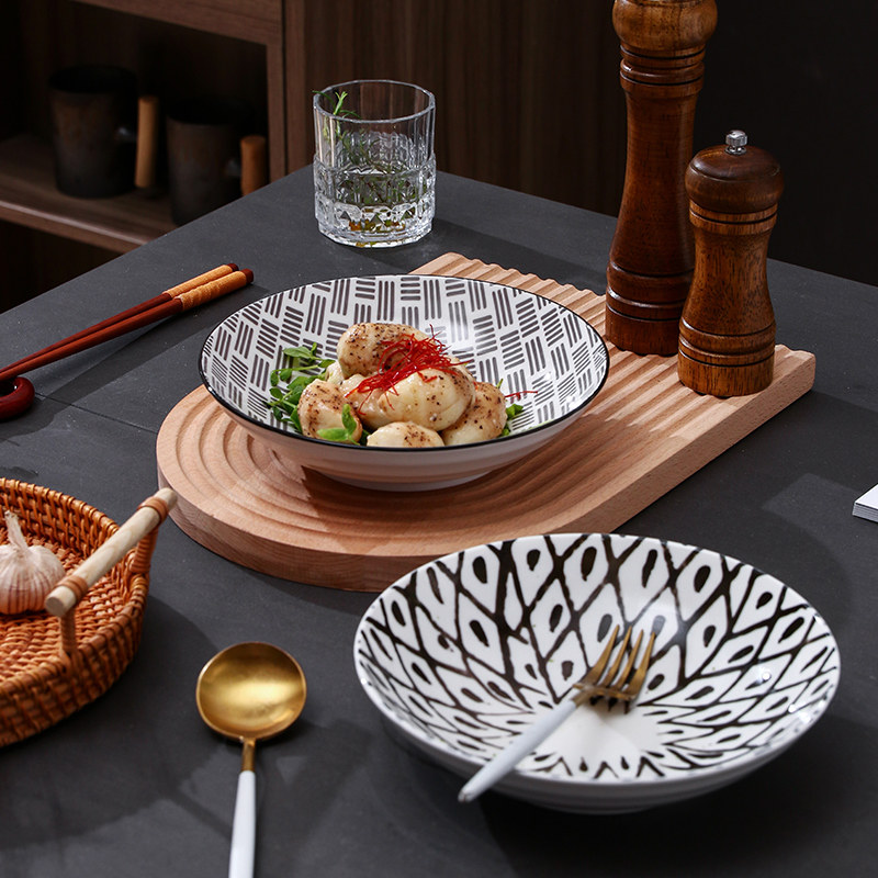 Yihejia ceramic Japanese tableware creative fruit salad instant noodle bowl dormitory student household hat flat bowl