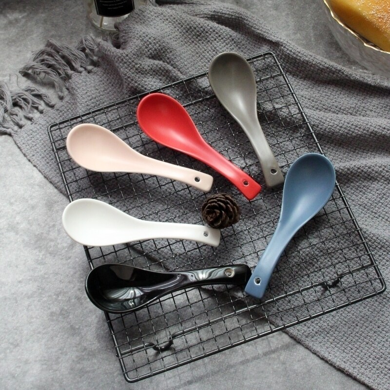 Nordic Sublight Small Soup Spoon Seeds Sweet Spoons Home Tablespoon Subang Light Little Clear New Red Blue Grey Powder Milk White Black Tablespoon