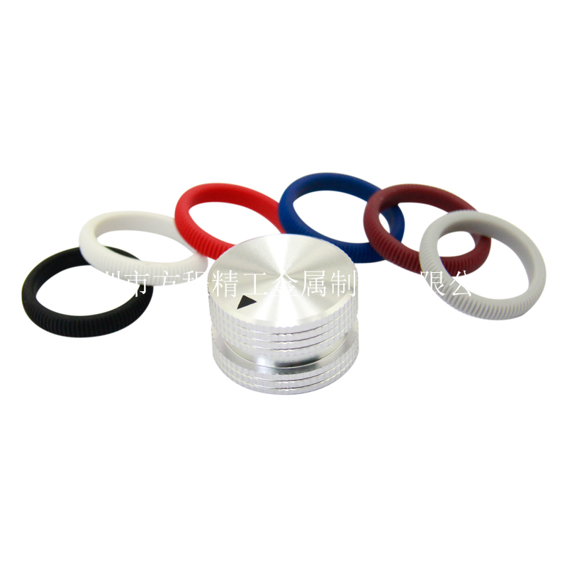 Aluminum alloy new silver screwup New anti-slip instrument adjustment lattice knob with silicone ring M4 screw self-lock knob