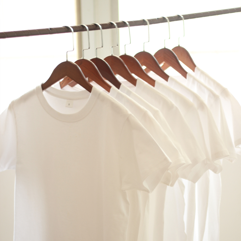 (Two-piece) 200g Xinjiang pure cotton round neck pure white bottoming shirt short-sleeved t-shirt men's and women's loose tops summer