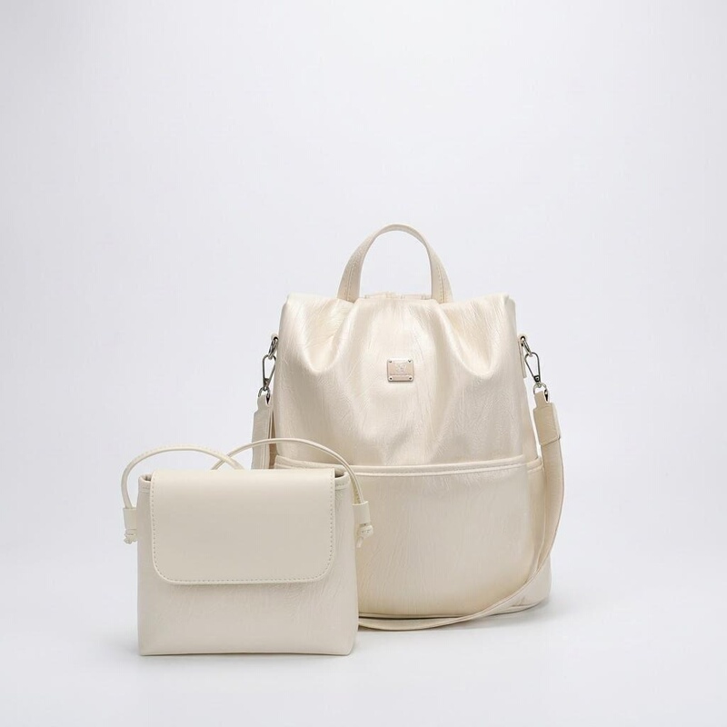 Student Backpack for Women, 2026 New Model, Large Capacity, Stain-Resistant Backpack for Women, Niche Pearlescent White Double Backpack for Women