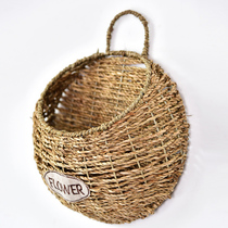 Hanging basket wall hanging flower pot straw wall decoration hanging basket weaving flower basket flower frame frame simulation flower hanging flower fake flower Vine