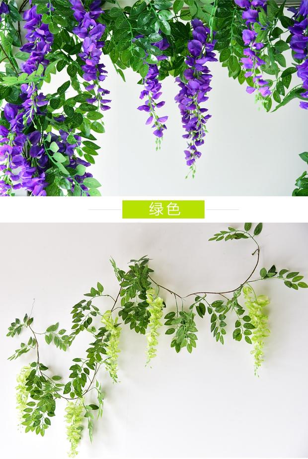 Mô phỏng hoa Wisteria hoa giả mây trang trí hoa uốn lượn hoa nhựa hoa dây nho cây hoa điều hòa không khí khối ống - Hoa nhân tạo / Cây / Trái cây chậu cây giả