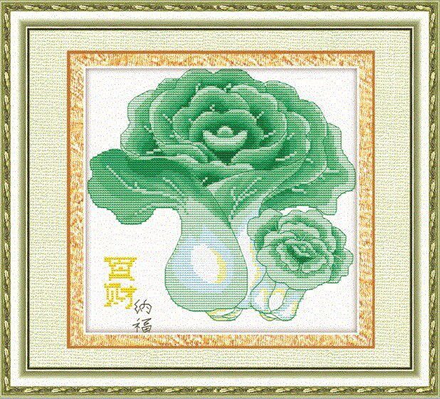 Precision printing Cross stitch silk thread precision 100% unbiased grid new living room printing Bai Cai Nafu