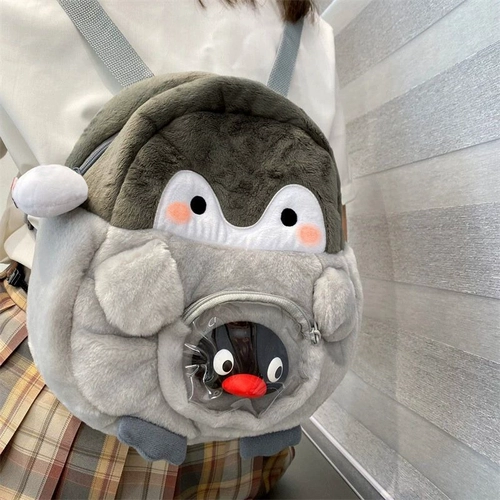 Милая мультяшная сумка через плечо, плюшевая кукла, маленький школьный рюкзак, пингвин