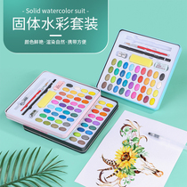 36-color solid gouache pigment set Student beginner painting powder hand-painted practice sketching iron box watercolor painting
