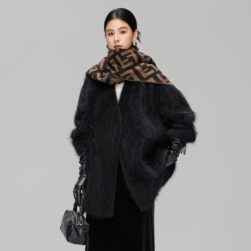 Chiiyear Angora Rabbit Fur Long Wool Coat Women's Oversized Cardigan Jacket 25 Winter New Style Chiiyear Angora Rabbit Fur Long Wool Coat Women's Oversized Cardigan Jacket 25 Winter New Style