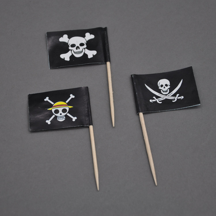 One-time flower label Pirate flag toothpick flag wine label Fruit label Creative flag label can be customized