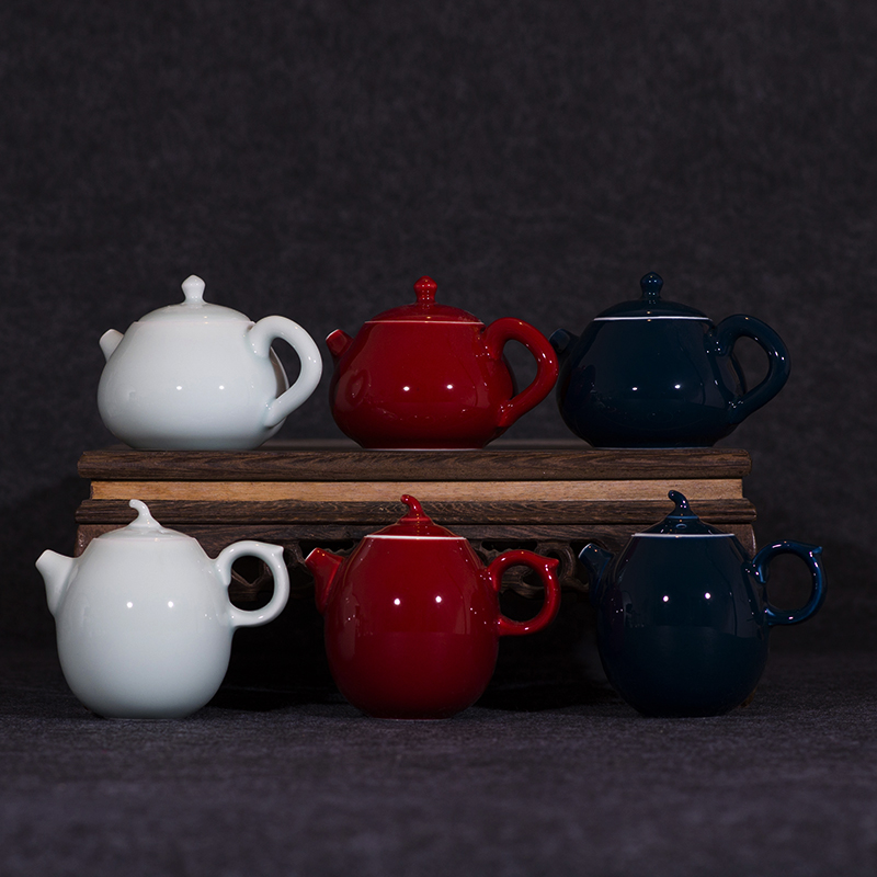 Kongfu tea pot ceramic tea set small number Mini color glazed tea color glazed red sky blue color 200ml