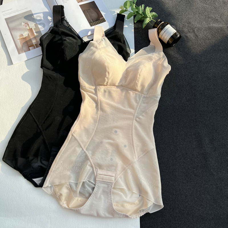 Thin Body-Shaping One-Piece with Breast Pads, No Need to Wear a Bra, Integrated Cup Underwear, Tummy Control, Butt Lift, Waist Cincher, Triangle Shapewear