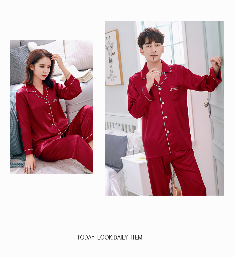 Bộ đồ ngủ đôi mùa xuân và mùa thu băng lụa đồ ngủ nam dài tay lụa nữ hai mảnh phù hợp với phiên bản tiếng Hàn của dịch vụ gia đình cỡ lớn đồ bộ thun lạnh