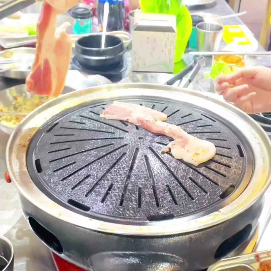 Smokeless 295mm Commercial Non Stick Korean Barbecue Plate Stainless