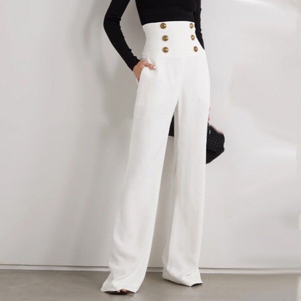 Effie Balmain 2026 Spring and Autumn Versatile Wide-Leg Pants, Elegant Commuting High-Waisted Flared Pants, Draped Long Casual Pants