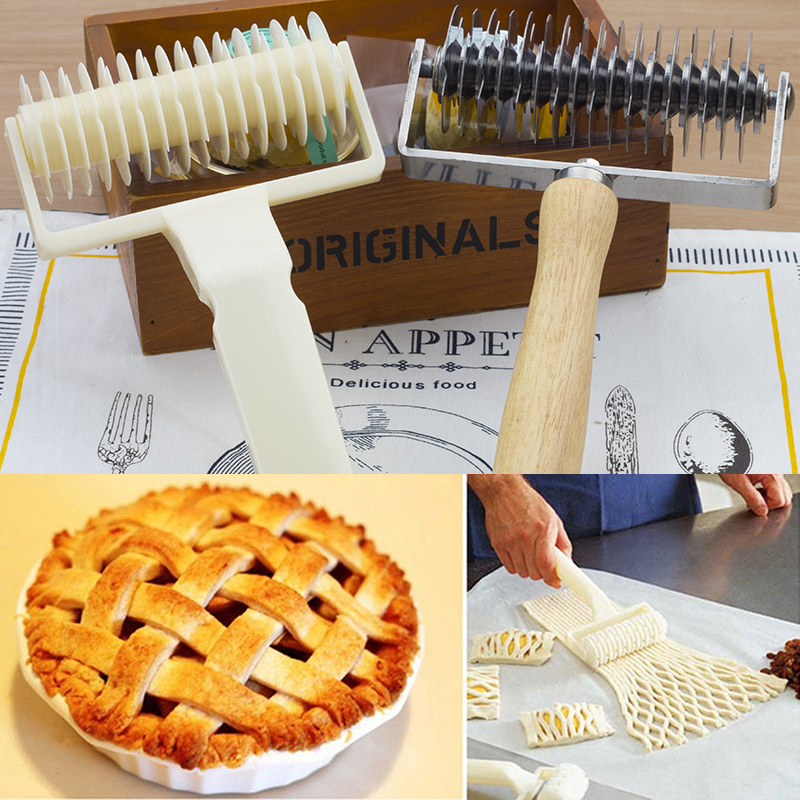 Wood handle stainless steel needle roller Pizza bottom punch Pull net knife Roller knife Cutting knife Multi-round meringue knife