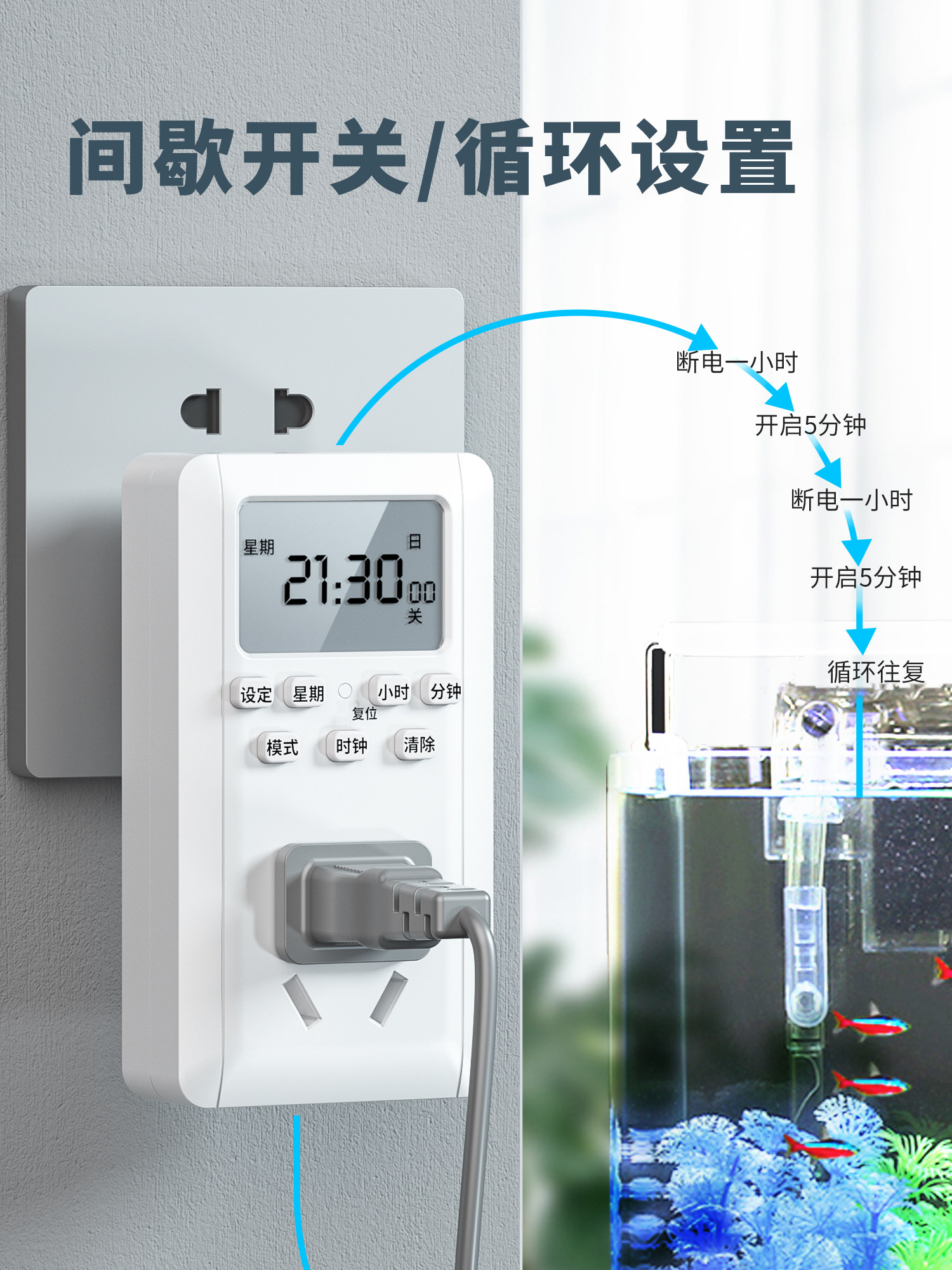 Timer Socket Timer Switch Controller Automatic Power Off Smart Water Heater Timer Control Fish Tank Cycle Power Supply
