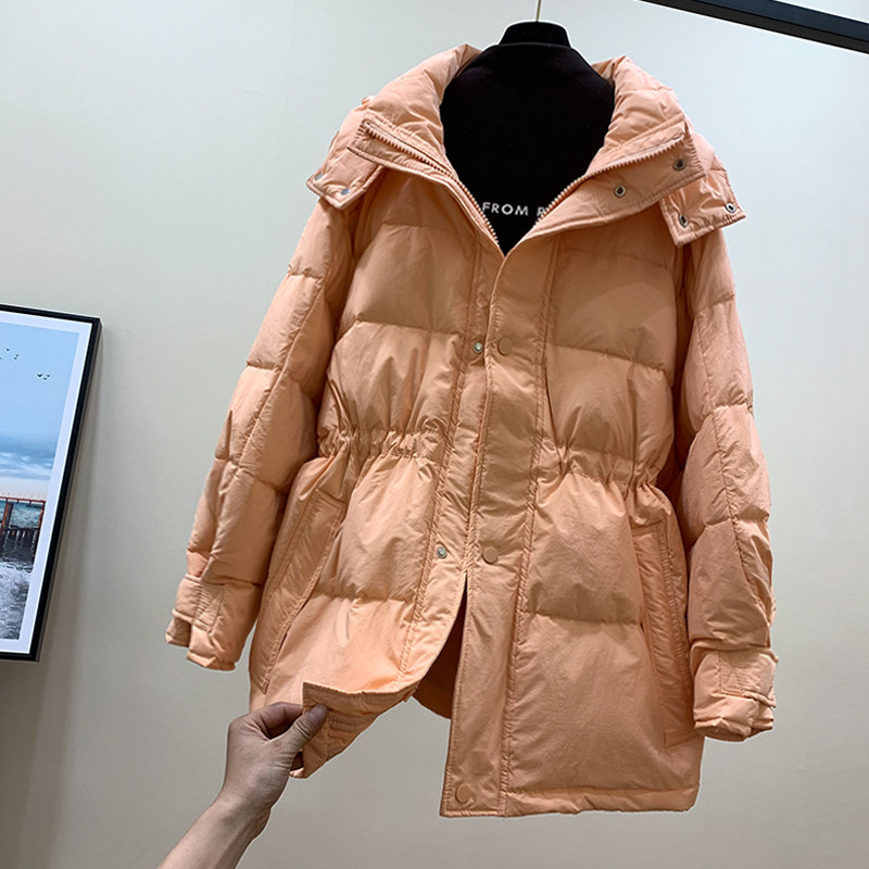 White duck down with a velvety down jacket.