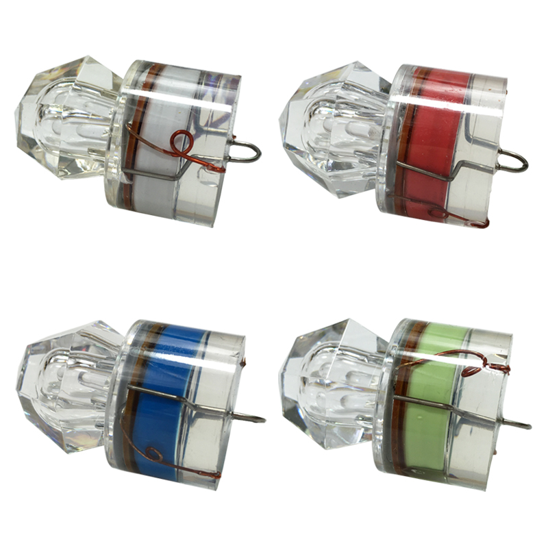 Underwater collection of fish lamps lured with fish