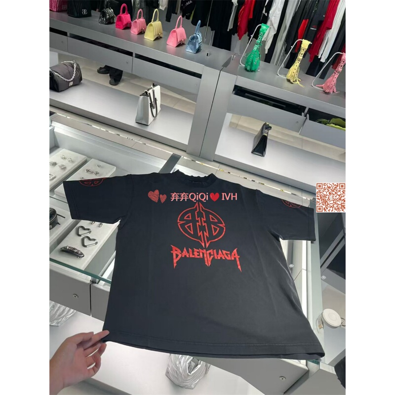 Balenciaga/Parisian House Mid-Year Special Offer Bb Vintage-Style Short-Sleeve Printed T-Shirt