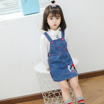 Girls  strap dress 2021 spring and summer new childrens baby denim skirt 1-6 years old childrens dress foreign trend
