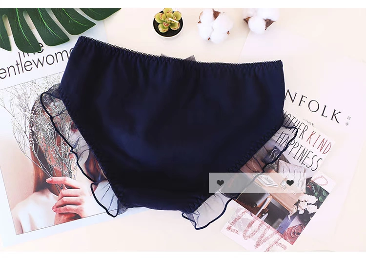 2020 phụ nữ mới cotton màu hồng sexy dễ thương ren cô gái sinh viên nơ giữa eo chấm bi quần sịp - Giống cái