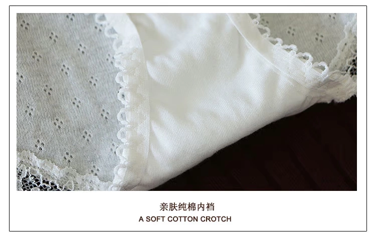 [4 cái miễn phí vận chuyển] Phụ nữ Nhật Bản cotton giữa eo ren dễ thương sinh viên nhỏ tươi mát và quần sịp eo thấp - Nam giới