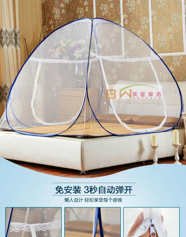 lưới yurt Student miễn phí ba fastener cửa gắn trên giường ngủ dưới đáy 1,0 1,2 1,5 1,8 m - Lưới chống muỗi màn gập chống muỗi