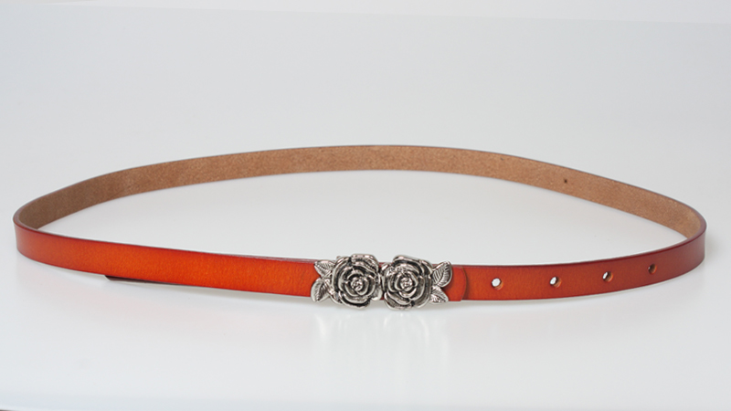 Fashion Solid Color Leather Flowers Thin Belt Wholesale display picture 8