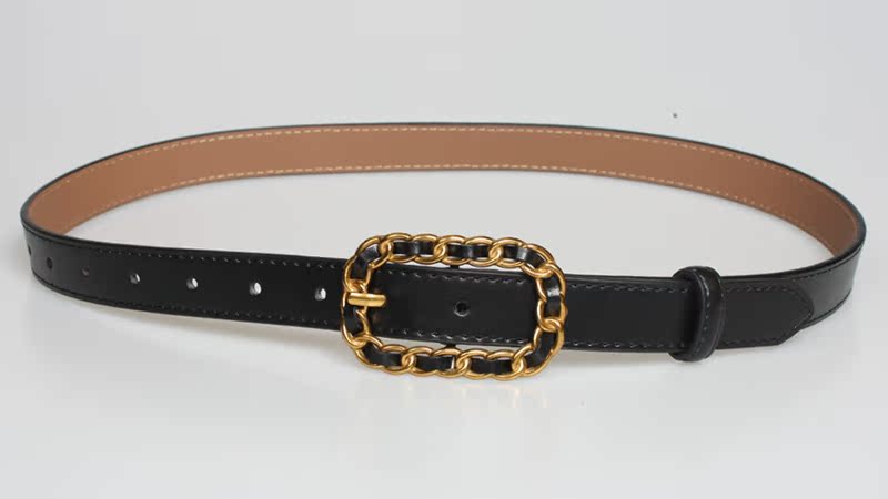 Fashion Leather Black Two-layer Cowhide Belt Wholesale display picture 6