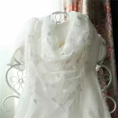 Peijin lace square scarf women's spring new white lace gauze scarf small scarf sweet princess style scarf