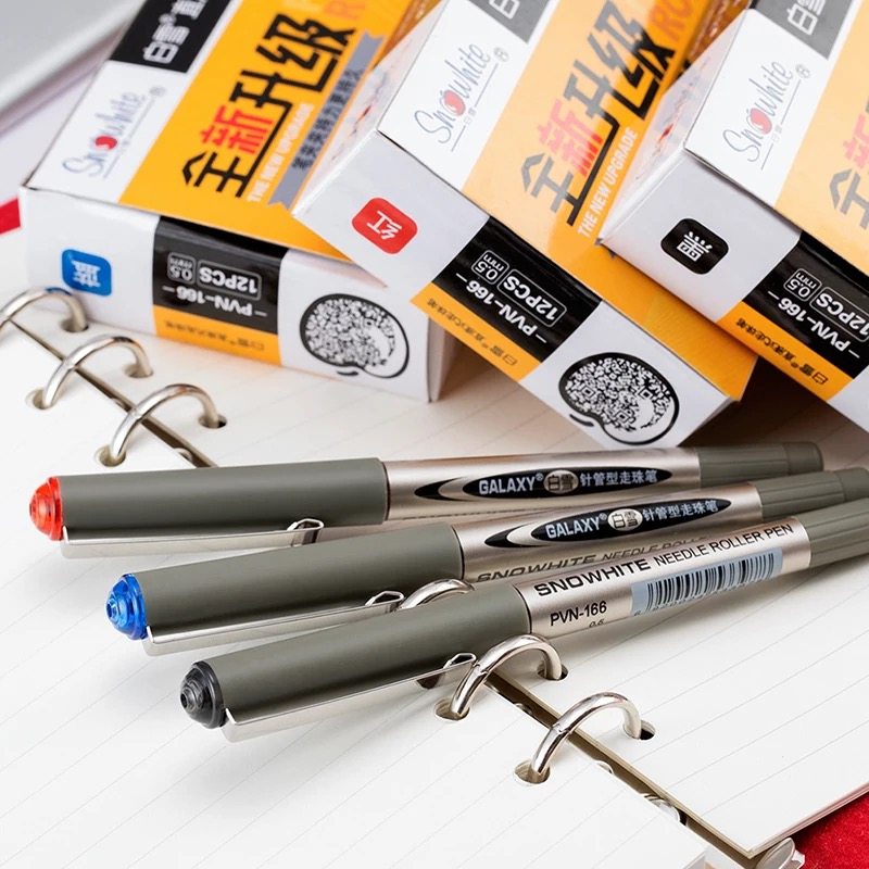 White Snow PVN-166 Straight Liquid Type Water-based Ballpoint Pen Office Needle Pen Office Needle Pen Water-based Pen 