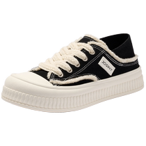 Zhuoshini canvas shoes for women 2024 four seasons new versatile casual shoes round toe lace-up sneakers white shoes
