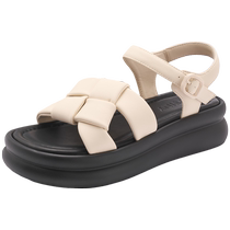 Zhuoshini 2024 new summer beautiful sandals for women checkered fashionable womens shoes thick-soled beach sandals for women