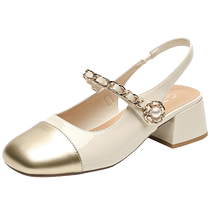 Zhuoshini Mary Jane shoes for women 2024 summer new style French style with skirt womens shoes thick heel toe sandals