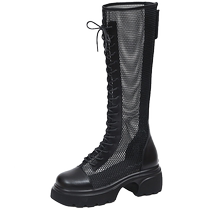 Zhuoshini – bottes dété en maille creuse pour femmes sandales à semelles épaisses bottes hautes fines à semelles souples nouvelle collection 2024