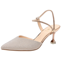 Zhuoshini Baotou sandals womens 2024 summer new style one-word pointed toe single shoes temperament fashion casual high heels