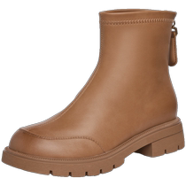 Zhuoshini short boots womens spring and autumn single boots 2024 new small slim womens boots thick sole British style slim boots