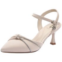 Zhuoshini Baotou sandals womens 2024 new summer fashion rhinestone stiletto heel buckle outer high heels