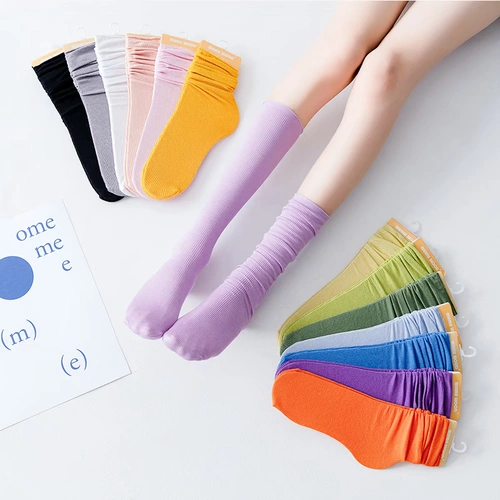 Носки для давления вызовы дети Тонкие летние летние стройные стройные хлопковые хлопковые носки Середина -Коттон Поли -упаковочные носки Полный 200 минус 20