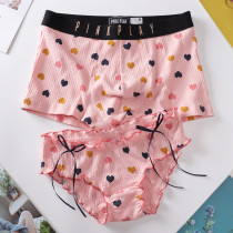 Couple panties pure cotton cute mens flat angle womens triangle summer thin section small couple girl style sexy sweet