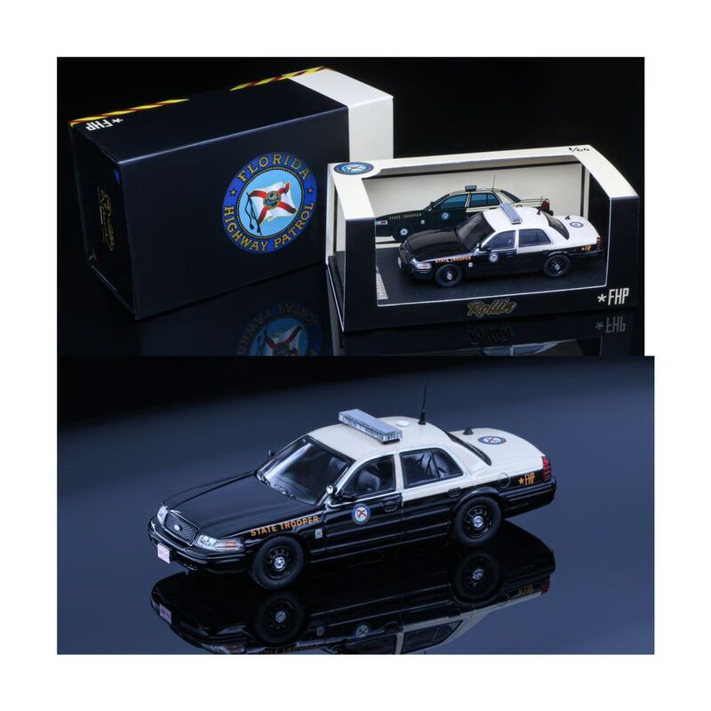 In Stock Rollin 1:64 Ford Cv Fhp Florida State Police Alloy Car Model