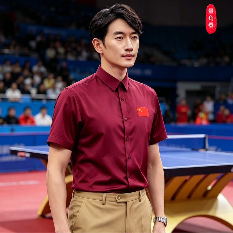 [Shipped by Sf Express] Red Shirt for Table Tennis Referees, Exclusive Clothing for the Chinese Table Tennis Association, Burgundy Shirt