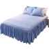 Công chúa Hàn Quốc lá dày bông giường bedspread váy sen ren một mảnh rắn không trượt nệm bìa bảo vệ 1.8m - Váy Petti 	chân váy giường Váy Petti