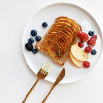 Nordic simple pure white moon disc ceramic Western plate breakfast plate salad soup plate snack plate Dish Home