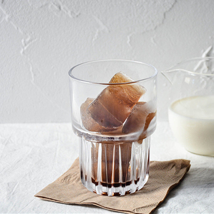 INS coffee glass pull flower coffee cup ice latte coffee cup stackable cup retro cup transparent water cup