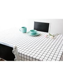 Nordic simple cotton linen black and white plaid tablecloth rectangular fabric placemat kitchen tablecloth background cloth