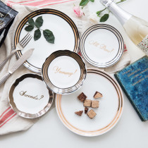 Nordic style alphabet gold tableware bone china plate snack plate ceramic breakfast plate jewelry tray shooting props