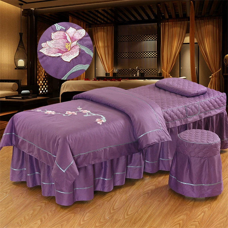 Châu âu cotton vẻ đẹp trải giường bốn bộ cotton beauty salon bốn bộ massage vật lý trị liệu SP giường massage bìa màu rắn giá khăn trải giường spa