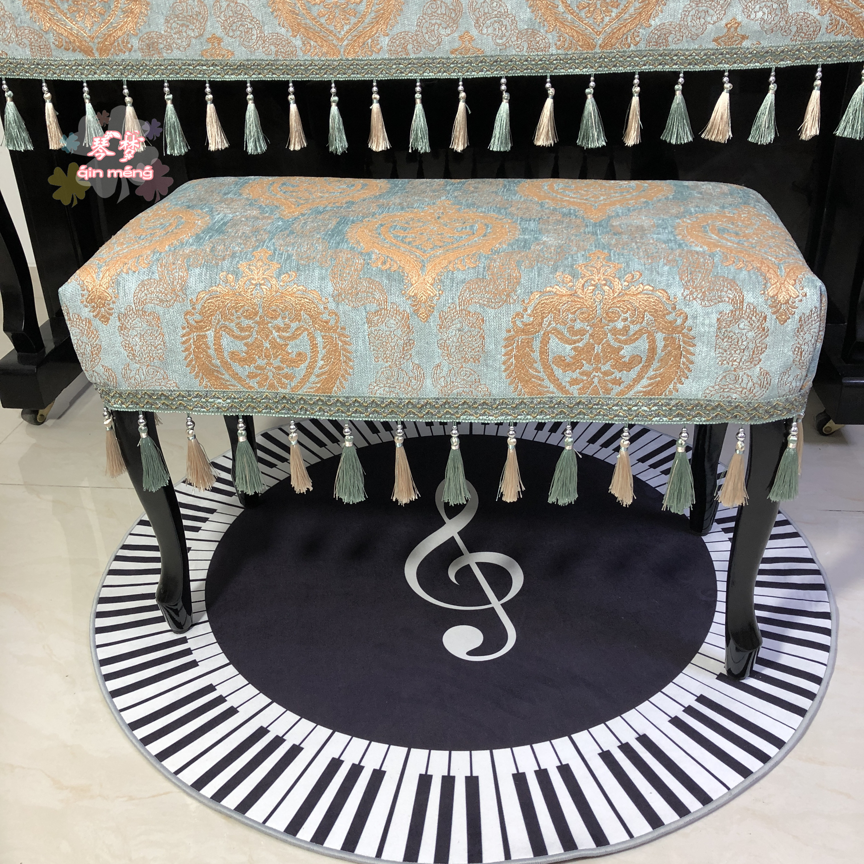 Piano Dream New Round Piano Keyboard Carpet Piano Notes Mat Piano